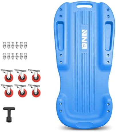 DNA Motoring 38 Inches Low Profile Plastic Rolling Garage Shop Floor Creeper with Side Pockets & 6pcs Casters, Blue, TOOLS-00391 - Image 2
