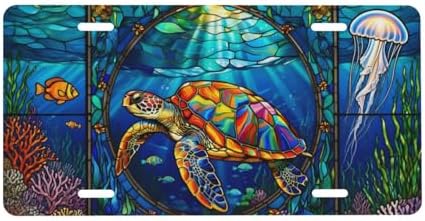 Sea Turtle Stained Glass Front License Plate 6" * 12" for Women