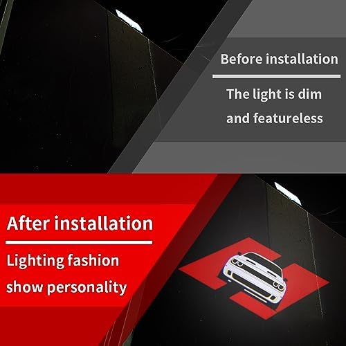 2 PCS Non-Fading Car Door Logo Lights Compatible for Challenger 2015-present Courtesy LED Ghost Shadow Light Projector Lamps Accessories (red Double line)