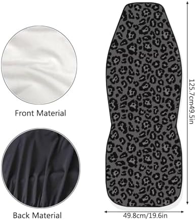Black Gray Leopard Car Seat Covers Full Set of 2 Automobile Front Seat Covers Vehicle Accessories Carseat Seat Covers Cushion Pad Mat for SUV Trucks Chairs Vans Auto