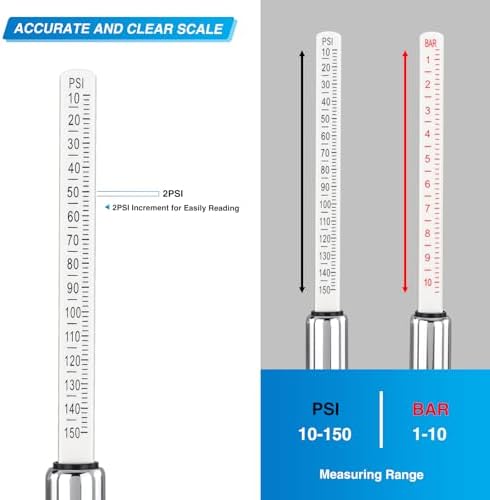 Nilight 2 Pack Dual Head Tire Pressure Gauge 10-150PSI Heavy Duty