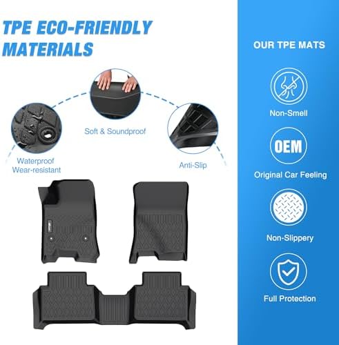 Nilight TPE Floor Mats for Chevy Colorado GMC Canyon Crew Cab 2023 2024 2025 2026,All Weather Custom Fit Heavy Duty Floor Liners