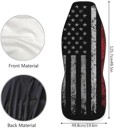 American Flag Car Seat Covers Full Set of 2, Cloth Seat for Auto Front Seats, Black Bucket Seat Covers Protectors for Cars Washable and Breathable Car Accessories for Sedan Truck SUV