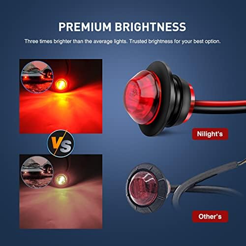 Nilight 30 PCS 3/4" Round Clearance Light LED Front Rear Side Marker Lights