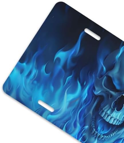 Blue Fire Skull Front License Plate 6" * 12" for Women