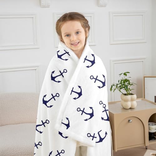 Castle Fairy Nautical Anchor Throw Blanket Arrow Ocean Navigation Fleece Flannel Blankets Kids Boys Girls Room Decor Anchors Bed Blankets for Bed Sofa Couch Black White Plush Blanket Twin 60"x80" - Image 3