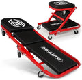 M-AUTO 40-Inch Folding Creeper Rolling Seat, All-in-One Adjustable Roller Garage Chair, Lay Down or Sit, 330LBS Capacity Under Car Roller Creeper with 6 Swivel Casters, Red by M-AUTO