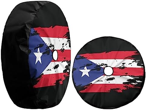 Delerain Spare Tire Cover with Backup Camera Hole Puerto Rico Flag Wheel Covers Waterproof Dust-Proof UV Sun Universal Fit for Jeep Trailer RV SUV Truck (18 Inch for Diameter 32"-34") - Image 3