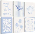 Blue Coastal Wall Art Decor Beach Preppy Canvas Poster Coastal Granddaughter Prints Aesthetic Beachy Picture Summer Bikini Coast Artwork Ocean Shell Painting for Girly Dorm 12x16x6 Inch Ready to Hang by Unknown