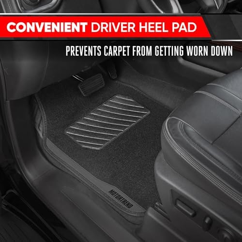 Motor Trend SpeedSeries Carpet Car Floor Mats Set - Versatile Fit for Cars, Trucks, SUVs, Vans Grey Trim Racing Design Car Mat Full Set Tapetes para Carro - Set of 4, Black & Gray Car Carpet Mats