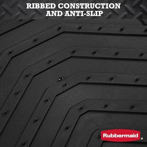 Rubbermaid Car Floor Mat, Heavy Duty All-Weather Car Mats Full Set with Dual-Tone Blue Aluminum Inserts – Universal Fit, Anti-Slip Backing, Trim-to-Fit for Most SUV, Sedan, Van