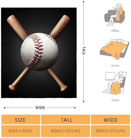 Baseball Blanket Sports Gifts for Men Women Kids Teen Boys Girls Birthday Christmas Halloween Easter Father's Day Dad Husband Son Boyfriend Classmates Teammates Gift Throw Blankets 50"x60" - Image 2