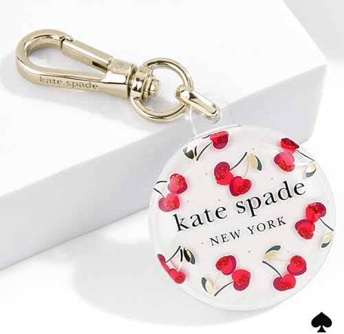 kate spade new york AirTag Holder with Gold Ring Clip - Cherry Dot