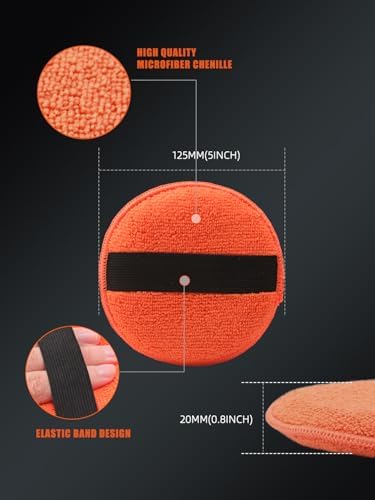 SPTA Microfiber Applicator Pads, 9Pcs 5 inch Car Wax Applicator Hand Polishing Microfiber Foam Pads Set with Grip of Elastic Band, Microfiber Buffing Cleaning Pads for Car Polish Applying Wax - Image 2