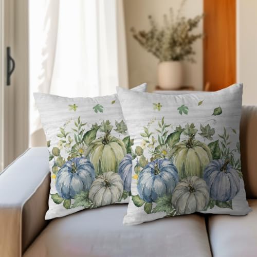 Fall Pumpkin Pillow Covers 24x24 Set of 2 Watercolor Highly Absorbent - Image 3