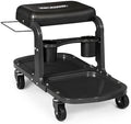 M-AUTO Garage Roller Seat Heavy Duty Rolling Shop Mechanic Creeper/Shop Stool with Tool Tray and Equipment Rack, 300LBS Capacity Creeper Seat with 5 Rollers for Detailing Car, Red by M-AUTO