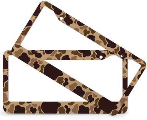Duck Vintage Camouflage License Plate Frame-2 Pack Front Rear Aluminum Car Tag Holder License Plate Cover Accessories 2 Hole Fits Standard U.S. Vehicles 12.2 * 6.3in