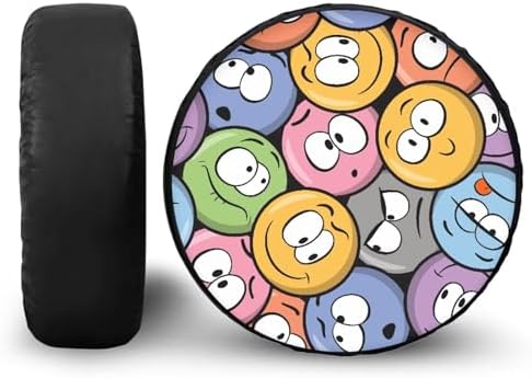 Funny Printed Spare Tire Cover, Dust-Proof Wheel Cover with Emoticons Fit for Truck, Trailer, RV, SUV, Camper and Most Vehicles, Accessories 14" for Tire Diameter 23.6"-27.5"