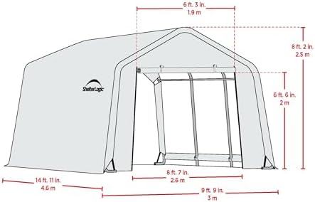 ShelterLogic Peak Style Roof Instant Garage Carport Car Canopy with Steel Frame and Waterproof UV-Treated Cover - Image 2