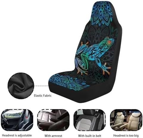 Boho Mandala Car Seat Covers for Front Seats Bohemian Tree Frog Decorative Car Seat Covers Front Set Driver Seat Cover for SUV,Vans,Sedans,Trucks