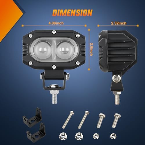 Nilight LED Pod Light 48W 4 Inch 2 PCS White Spot Beam Driving Lights IP67 Waterproof Auxiliary Offroad Lighting for Truck Tractor SUV ATV UTV Golf Cart Boat Motorcycle Dirt Bike