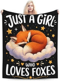 Cute Fox Blanket for Women, Gifts for Girls, Just A Girl Who Loves Foxes Blankets for Kids, Soft Cozy Lightweight Throw for Bed Sofa Home Travel Room Decor, 50x60 Inch by Unknown