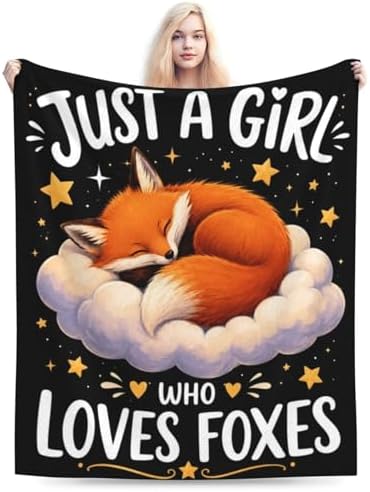 Cute Fox Blanket for Women, Gifts for Girls, Just A Girl Who Loves Foxes Blankets for Kids, Soft Cozy Lightweight Throw for Bed Sofa Home Travel Room Decor, 50x60 Inch by Unknown