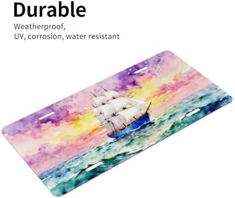 Sailboat Sea Oil Painting Front License Plate 6" * 12" for Women