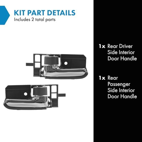 TRQ Gray & Chrome Inside Interior Inner Door Handle Pair Set