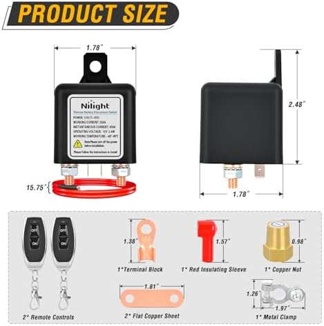 Nilight Remote Battery Disconnect Switch 12V 250A