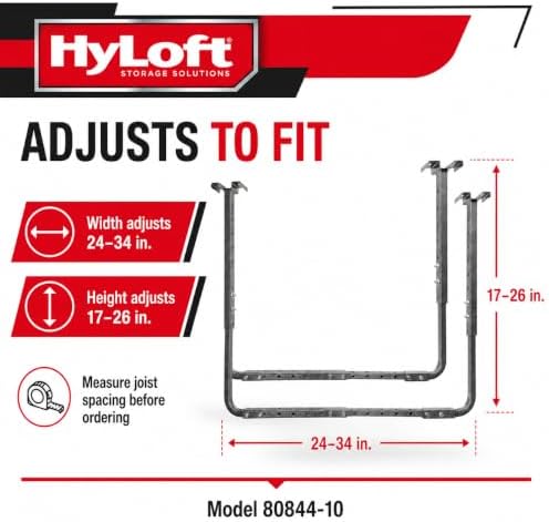 HyLoft Adjustable Garage Ceiling Mount Storage Rack Kit, Ceiling Shelving Mounts, 34 in. x 26 in., 80844-10, Hammertone - Image 5