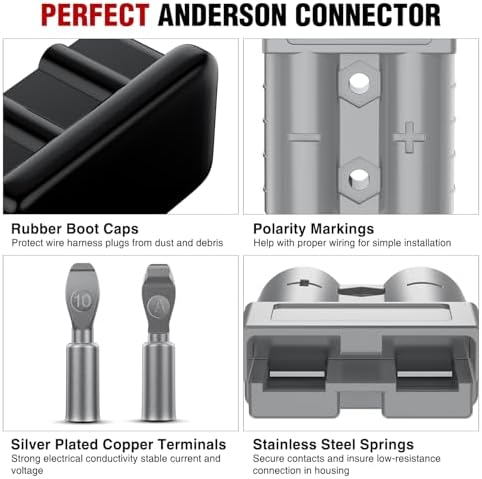 Nilight Anderson Connector 50AMP 10AWG 12V-36V Battery Quick Connect Kit