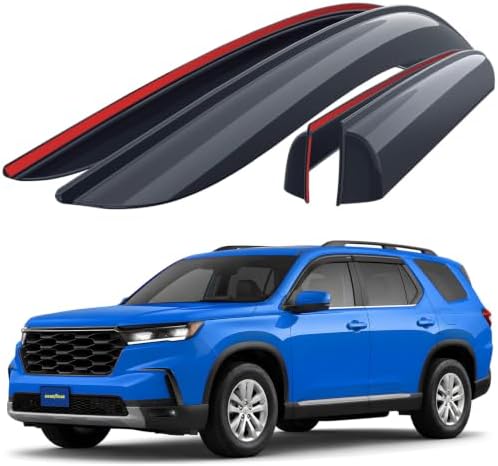 Goodyear Shatterproof Window Deflectors for Honda Pilot 2023-2026, Tape-on Rain Guards, Window Visors, Vent Deflector Visor, Car Accessories, 4 pcs. - GY008783