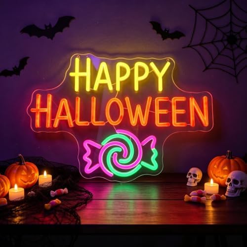 Happy Halloween Neon Sign, Candy Halloween LED Light, 16.5"x11.4" - Image 7