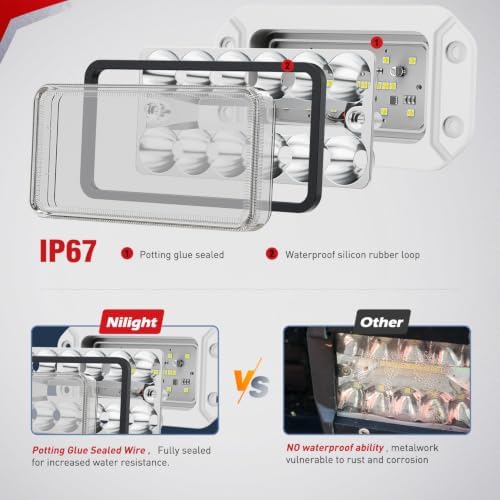 Nilight Flush Mount LED Light Pods 2PCS 6 Inch 39W Spot Flood Combo Beam