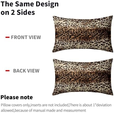 Sweetshow Brown Leopard Pillow Covers Set of 2 Cotton 20x12 Inches - Image 5