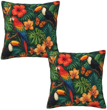 Tropical Plants Throw Pillow Covers 18x18 inch Set of 2 by Mshutbna
