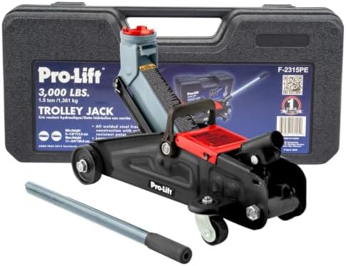 Pro-LifT F-2315PE Grey Hydraulic Trolley Jack Car Lift with Blow Molded Case-3000 LBS Capacity, 12 Inch, Black - Image 3