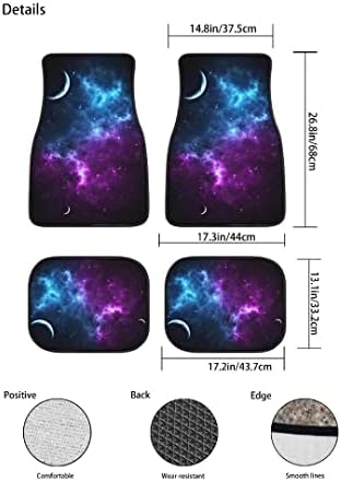 Galaxy Car Floor Mats Set of 4,Purple Blue Galaxy Sky Print Vehicle Front Rear Carpets Mat Stylish Space Themed Car Floor Rugs Non-Slip Foot Mats Car Accessories Universal Fit for Car Truck