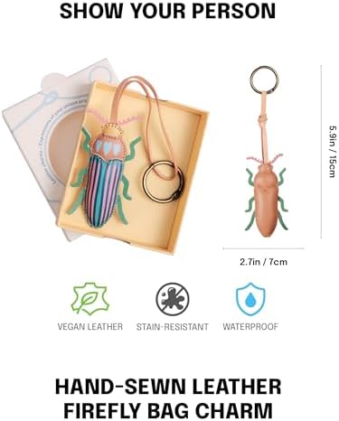 Insects Leather Bag Charm - Unique Purse Charm Keychain for Backpacks