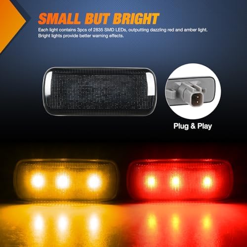 Nilight Wheel Fender Side Marker Lights Compatible With 2010-2018 Dodge Ram