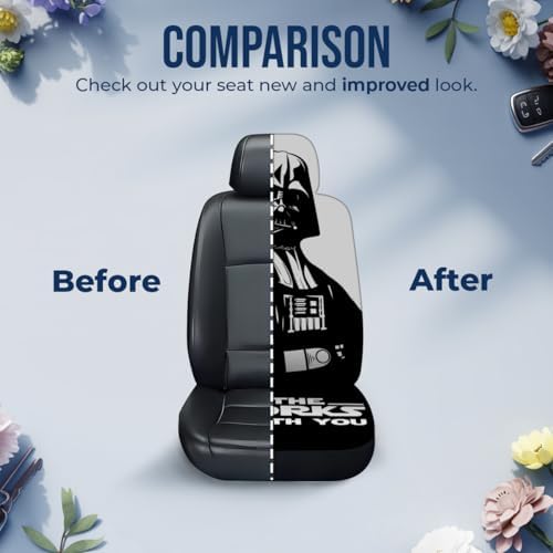 GENANY Dark Space Figure Car Seat Covers, 2-Piece Front Seat Set