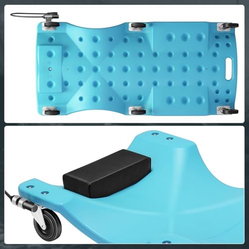 40" Rolling Vehicle Repair Garage/Shop Creeper with LED Light, Padded Headrest, Dual Tool Trays and 6 Casters, CAAP-TOLS-CRP-T2-40-TB - Image 6