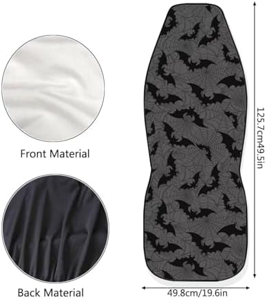 Grey and Black Bat Seat Covers Auto Protective Accessories for Front Seat Washable Breathable Seat Covers Halloween Car Accessories for Truck Van SUV