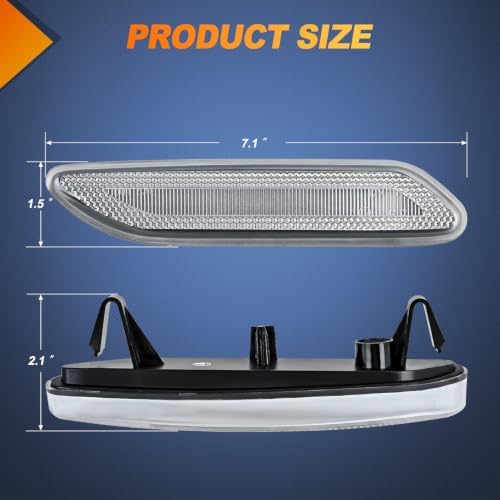 Nilight Fender Side Marker Light Lens 2PCS for 2011-2016 MINI Cooper R60