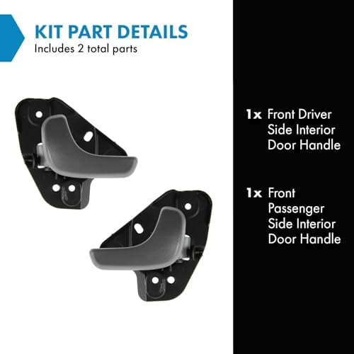 TRQ Door Handle Front Inner Inside Gray Pair