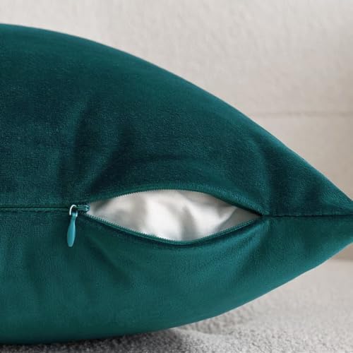 VAKADO 24x24 Teal Velvet Soft Solid Throw Pillow Covers Decorative Square Cushion Cases Home Decor for Couch Sofa Bedroom Car Set of 2 - Image 4