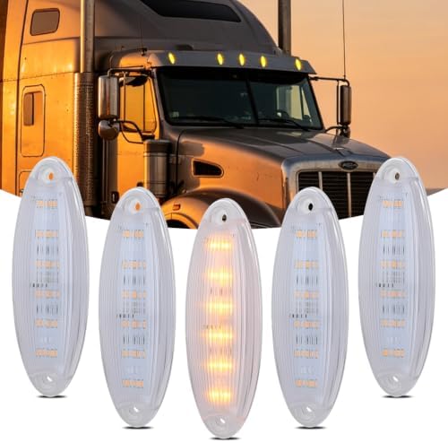 Nilight 5" Amber Cab Marker Light Clear Lens Fits Freightliner Cascadia