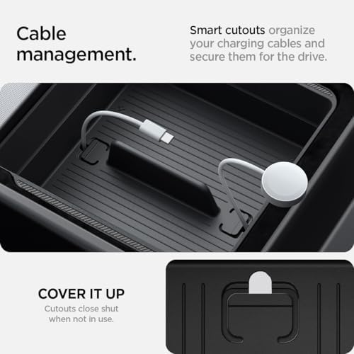 Spigen Armrest Console Organizer for Tesla Model Y Juniper & Model Y L (Standard, Premium & Performance 2026/2025) and Model 3 Highland (Standard, Premium & Performance 2026/25/24)