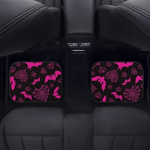 Halloween Bat Automotive Floor Mats Pink Car Floor Mats Non Slip Car Carpet Mat Protector Automotive Foot Pads for SUV Van Vehicle Auto Halloween Automotive Accessories, Pink